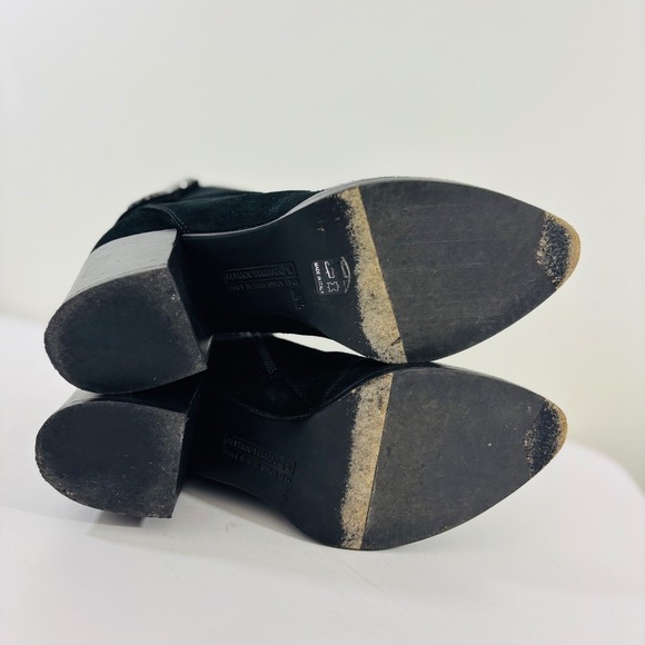 Alberto Fermani Women's Black Suede Heel Leather Ankle Boot Snap Italy Made 6.5 - Picture 6 of 9